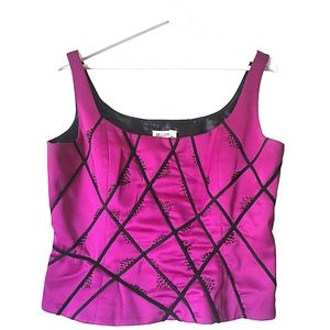 BELLESA Sequins Tank Top in Magenta and Black Size 12